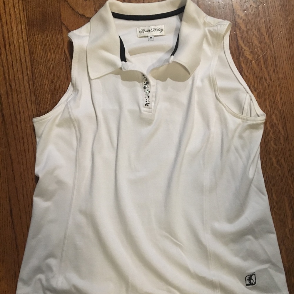 White embellished sport tank